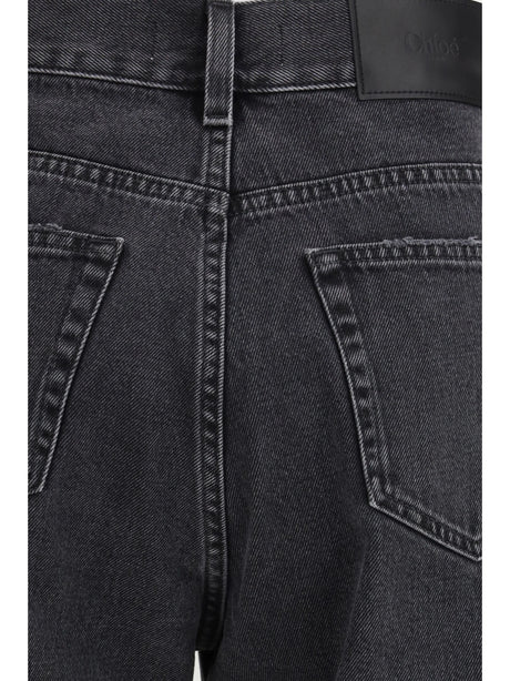 Chloé High-Waisted Cropped Denim Jeans - Asphalt Black