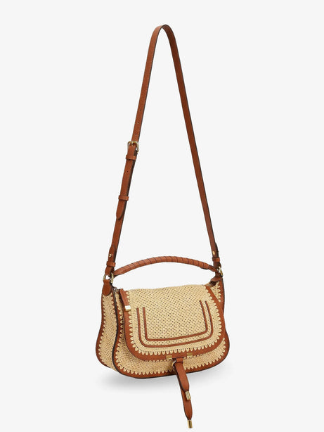 Chloe' Marcie raffia shoulder bag - Claybrown