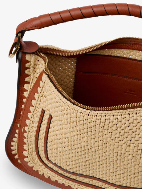 Chloe' Marcie raffia shoulder bag - Claybrown