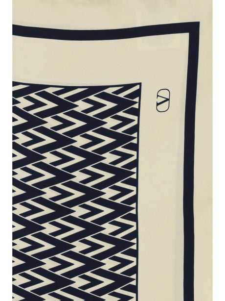 Valentino Garavani Toute La V silk Scarf - Ivory/Blue Navy