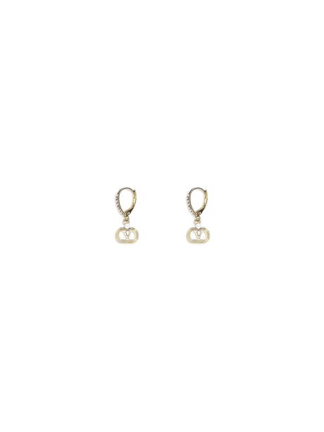 Valentino Garavani Ovalette Earrings in metal and Swarovski® crystals - Gold/Crystal
