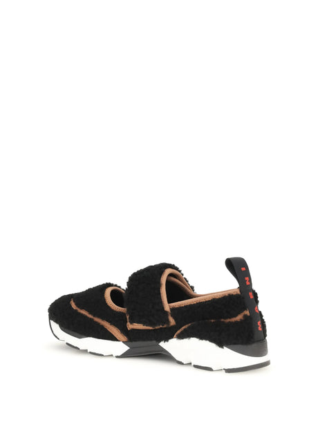 Marni Mary Jane shearling Sneakers - Black