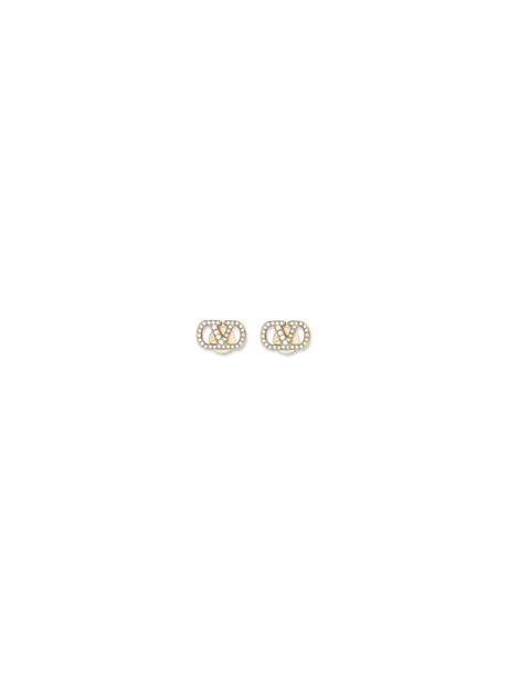 Valentino Garavani VLogo Signature Earrings in metal and Swarovski crystals - Gold/Crystal