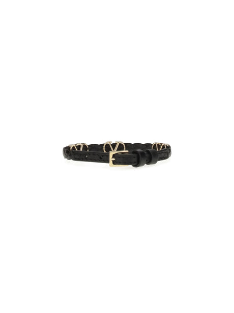 Valentino Garavani VLogo Signature braided leather Bracelet - Black