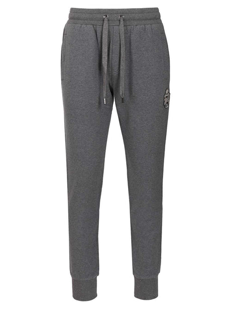 Dolce & Gabbana Jersey Trousers With Heraldic Patch - Grey