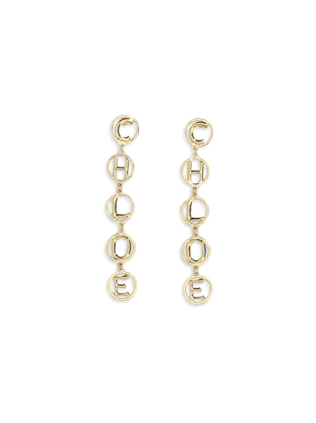 Chloé Script drop Earrings - Vintage Gold