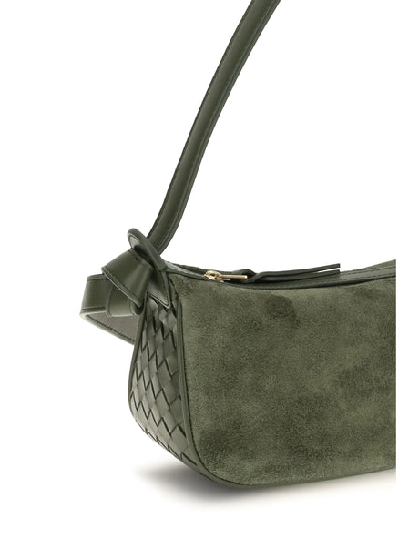 Bottega Veneta Nodo Shoulder Bag - Green Tweed-Gold