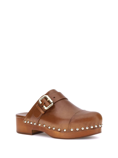 Chloé Jeannette Mules - Ginger Brown