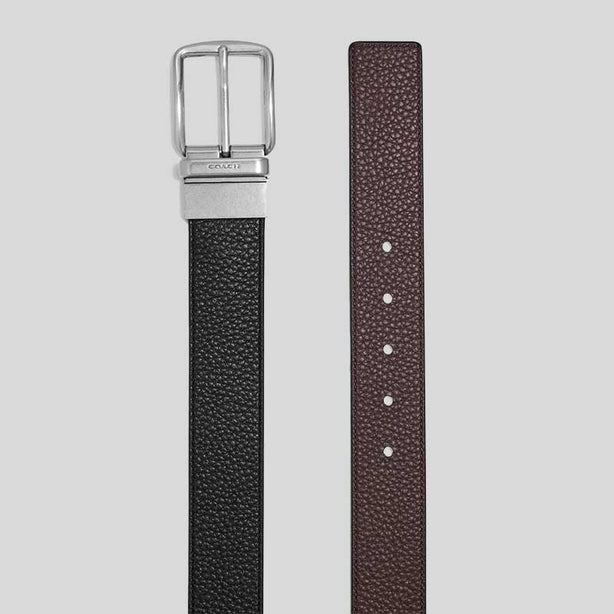 COACH Harness Buckle Cut-To-Size Reversible Belt, 38 Mm Black/Dark Brown RS-CQ023