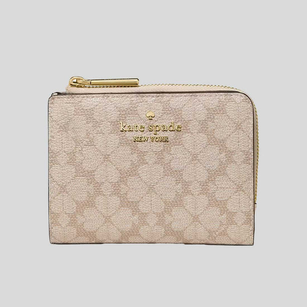 KATE SPADE Spade Flower Small L-zip Wallet Dark Beige Moon Dust RS-KN768