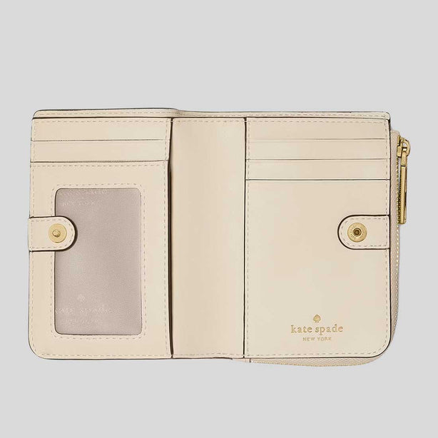 KATE SPADE Spade Flower Small L-zip Wallet Dark Beige Moon Dust RS-KN768