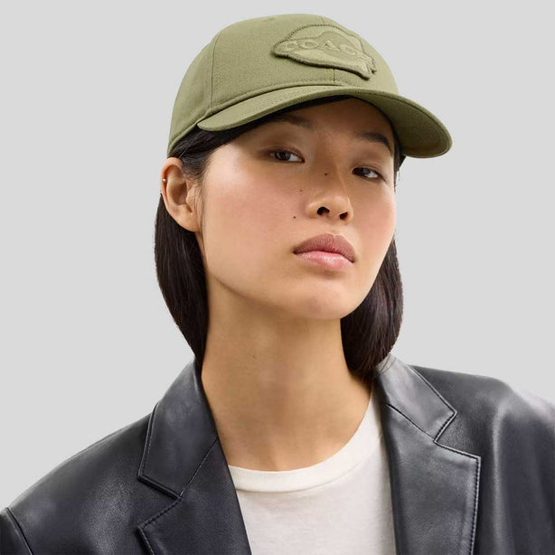 COACH Soho Flat Brim Baseball Hat Olive RS-CCQ59