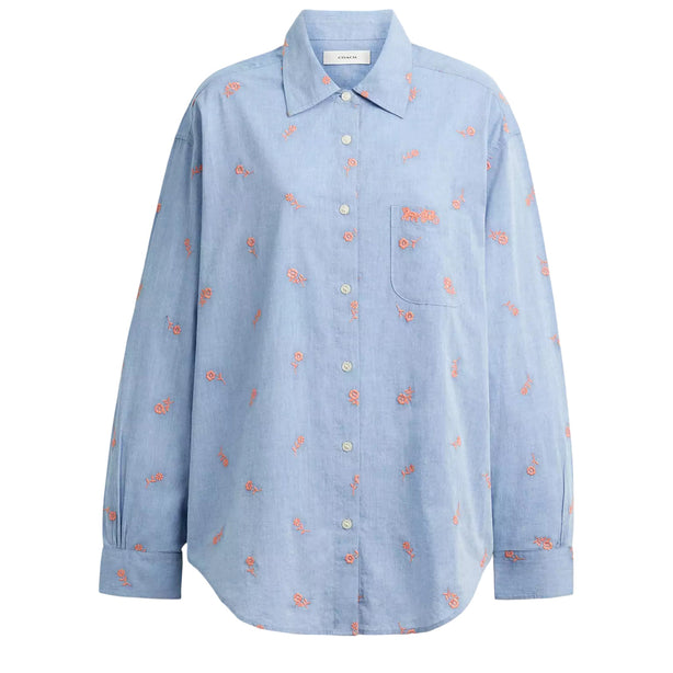 Coach Floral Embroidery Shirt - Blue CAT94