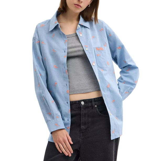 Coach Floral Embroidery Shirt - Blue CAT94