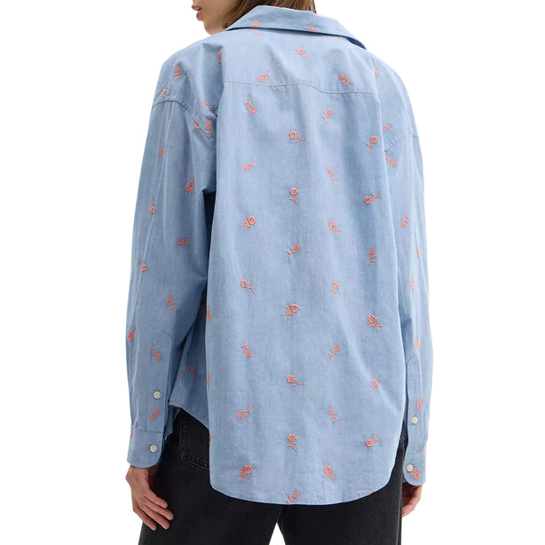 Coach Floral Embroidery Shirt - Blue CAT94