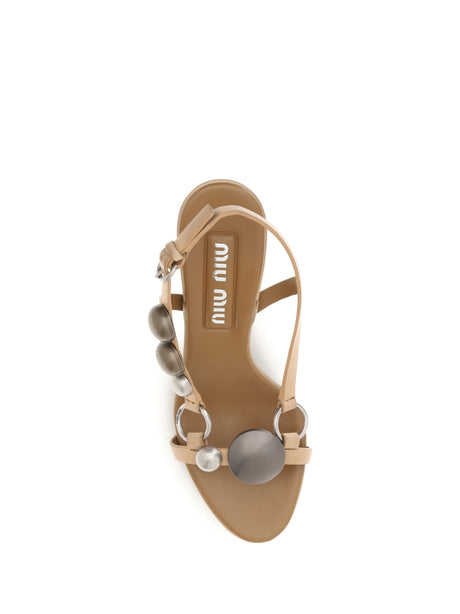 Miu Miu Leather Sandals - Miele