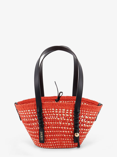 Loewe Paula's Ibiza -Braid Basket Small Small Iraca Palm Leaf Shoulder Bag - Rednatural