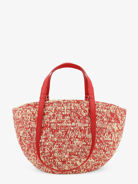Loewe Paula's Ibiza -Medium Eclipse raffia and leather shoulder bag with 3D Anagram logo - Red