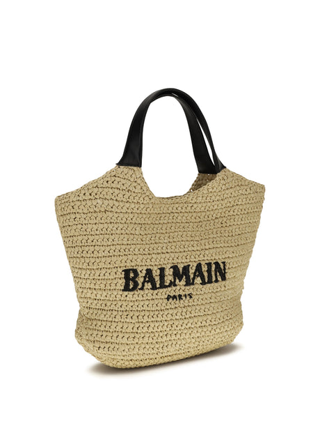 Balmain Mini crochet Tote Bag - Naturel / Noir