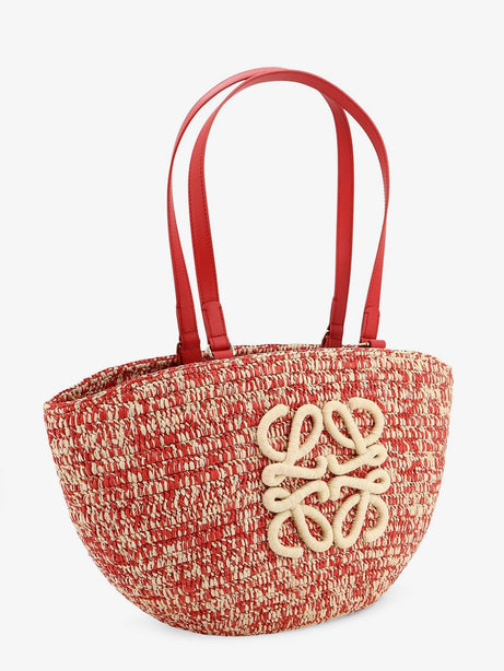 Loewe Paula's Ibiza -Medium Eclipse raffia and leather shoulder bag with 3D Anagram logo - Red