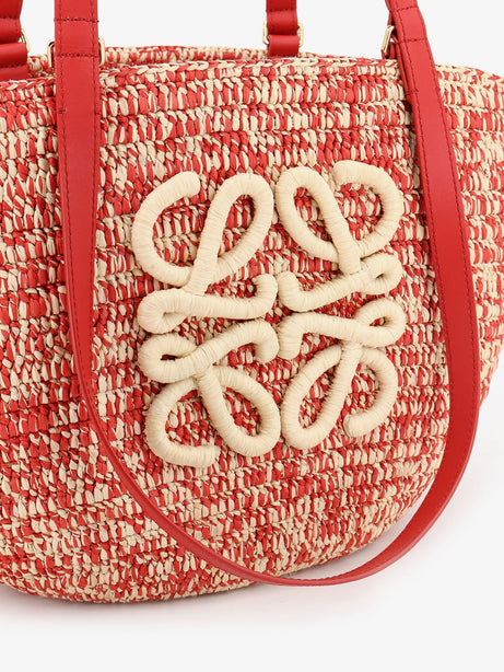 Loewe Paula's Ibiza -Medium Eclipse raffia and leather shoulder bag with 3D Anagram logo - Red