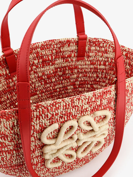 Loewe Paula's Ibiza -Medium Eclipse raffia and leather shoulder bag with 3D Anagram logo - Red