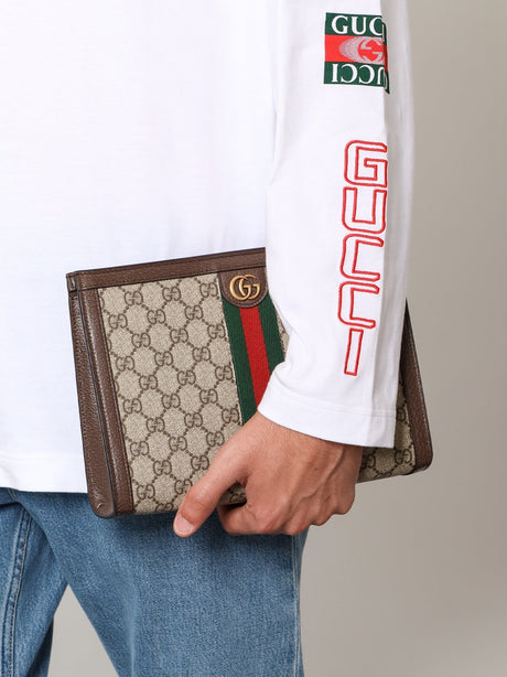 Gucci Ophidia GG fabric clutch - Acero