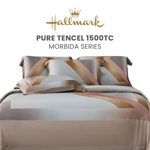 Hallmark Morbida Pure Tencel 1500TC Print Bed Linen - Chevron Grey
