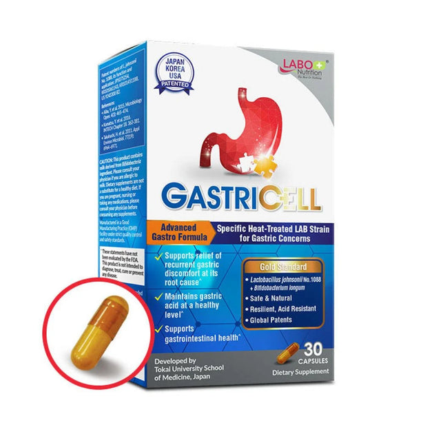 LABO Nutrition GastriCELL 30 Capsules, Eliminate Gastric Symptoms, H. Pylori