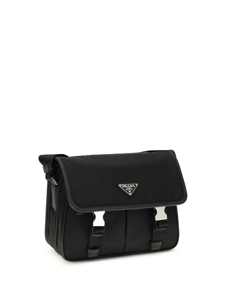 Prada Re-Nylon and Saffiano Shoulder Bag - Black