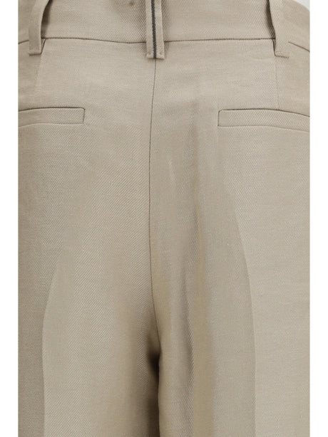 Brunello Cucinelli Linen Pants - Pale Oak