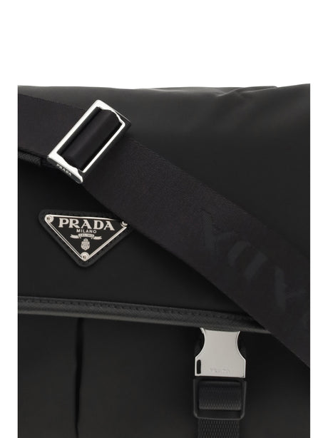 Prada Re-Nylon and Saffiano Shoulder Bag - Black