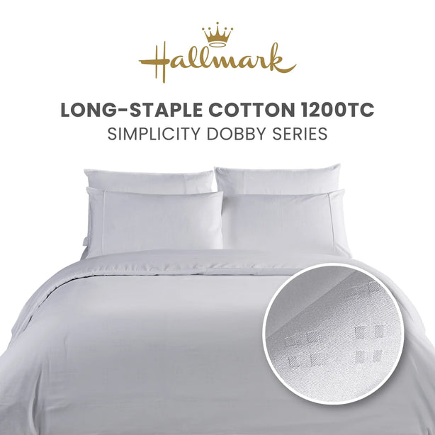 Hallmark Simplicity Premium Cotton 1200TC Dobby Bed Linen - White