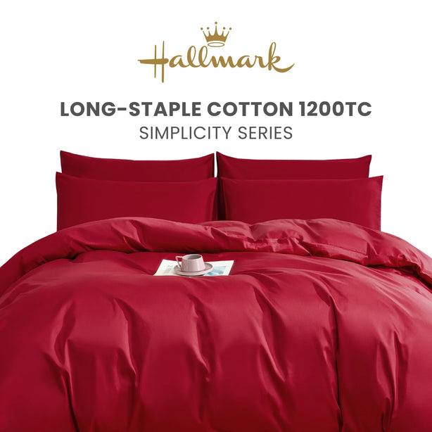 Hallmark Simplicity Premium Cotton 1200TC Plain Bed Linen - Rose Red