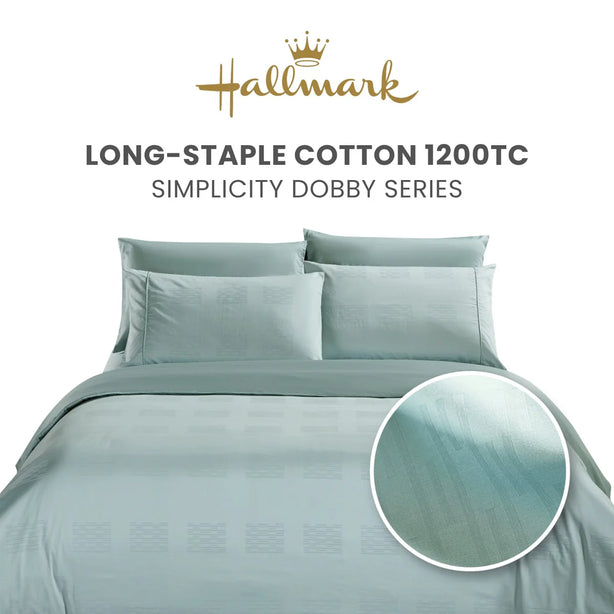 Hallmark Simplicity Premium Cotton 1200TC Dobby Bed Linen - Meander Blue
