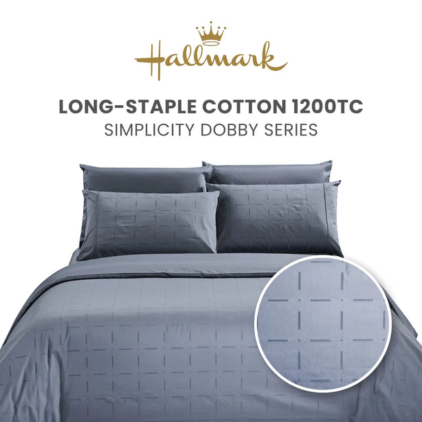 Hallmark Simplicity Premium Cotton 1200TC Dobby Bed Linen - Stone Blue