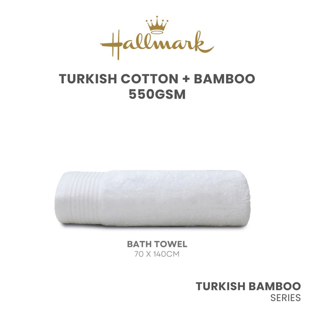 Hallmark Bamboo Cotton Turkish Jacquard Border Towel