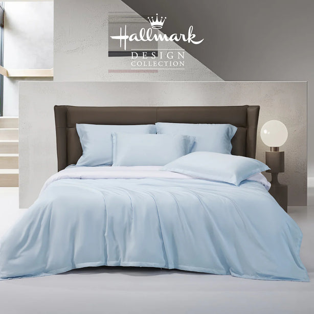 Hallmark Classix Smooth Lyocell 1200TC Plain Fitted Sheet Set - Sky Blue