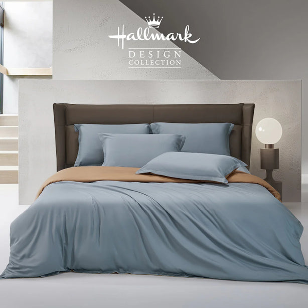 Hallmark Classix Lyocell 1200TC Plain Full Set Bed Linen - Grey
