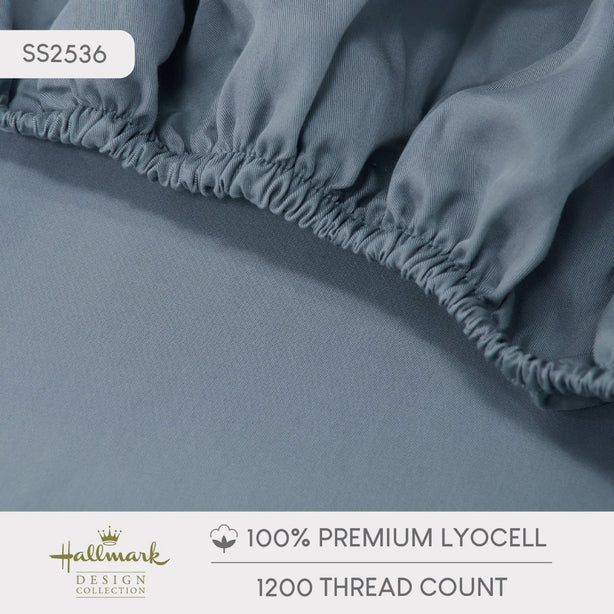 Hallmark Classix Lyocell 1200TC Plain Full Set Bed Linen - Grey