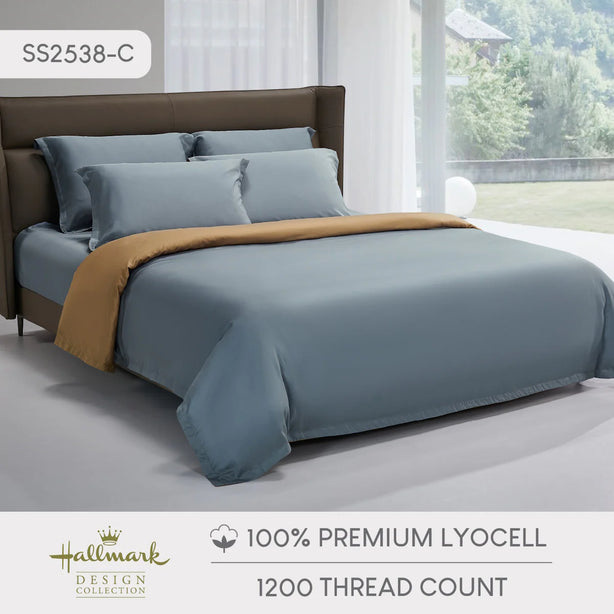 Hallmark Classix Lyocell 1200TC Plain Full Set Bed Linen - Grey