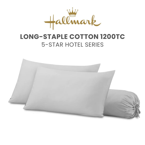 Hallmark 5-Star Hotel Long-Staple Cotton 1200TC Plain Pillowcases & Bolster cases