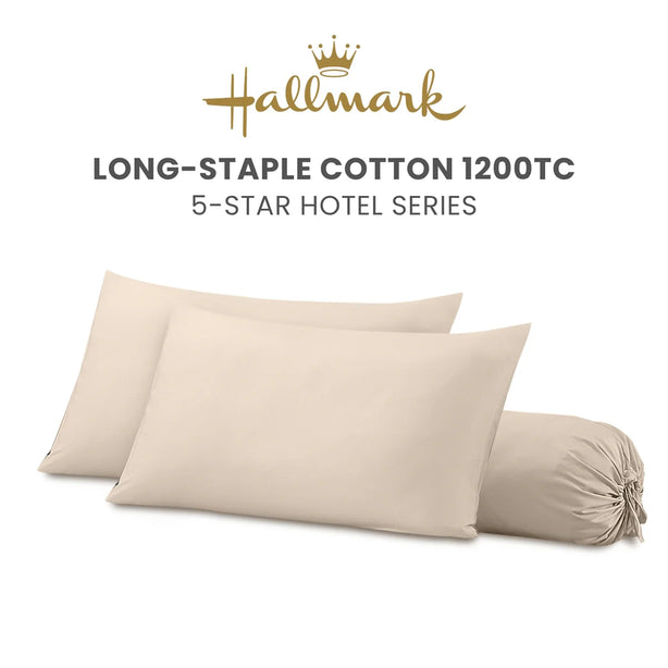 Hallmark 5-Star Hotel Long-Staple Cotton 1200TC Plain Pillowcases & Bolster cases