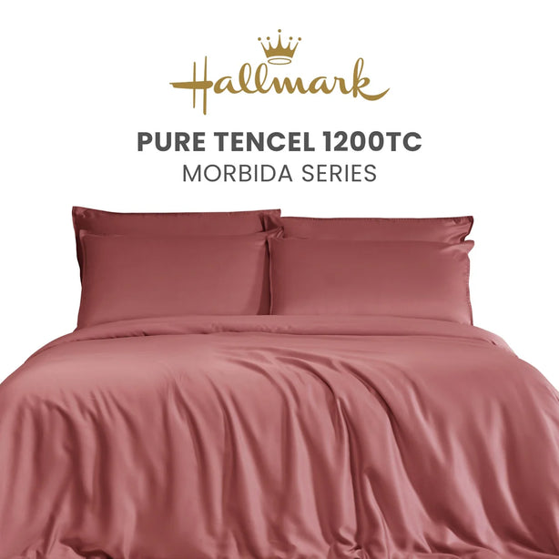 Hallmark Morbida Pure Tencel 1200TC Plain Bed Linen - Red