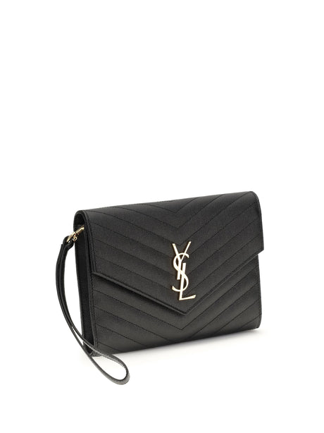 Saint Laurent Leather Clutch - Black
