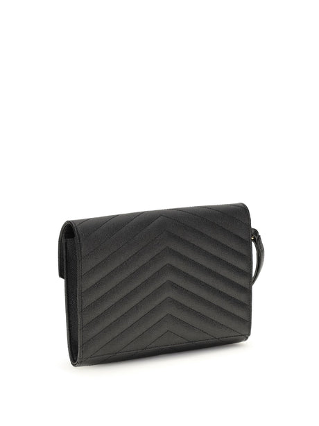 Saint Laurent Leather Clutch - Black