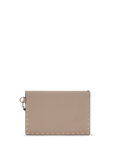 Valentino Garavani Rockstud Pouch in leather - Poudre