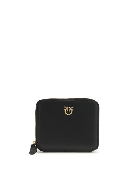 Pinko Leather zip-around Wallet - Black-Antique Gold