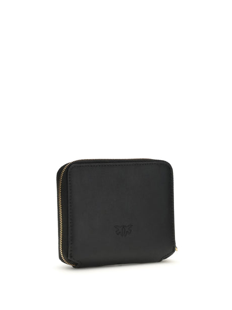 Pinko Leather zip-around Wallet - Black-Antique Gold