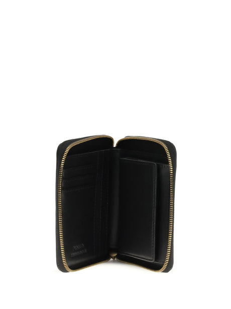 Pinko Leather zip-around Wallet - Black-Antique Gold